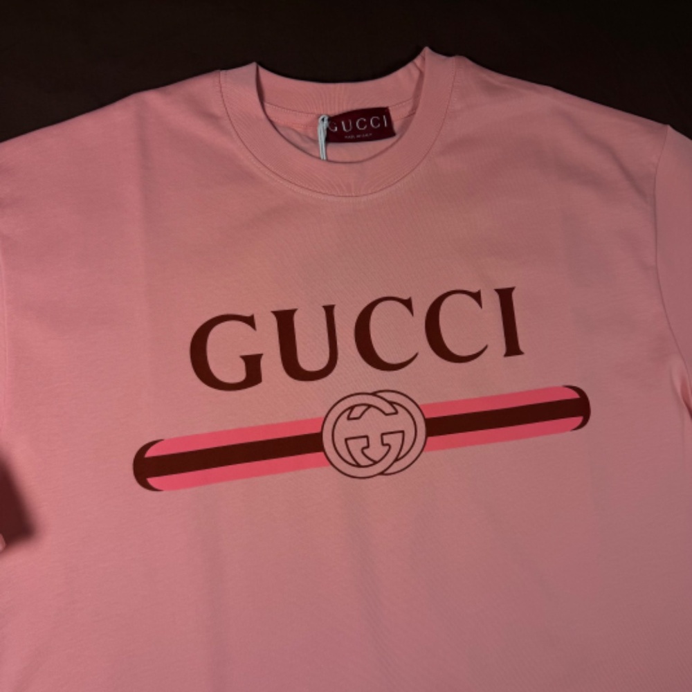 MEN'S GUCCI PINK COTTON JERSEY T-SHIRT SIZE XLARGE REGULAR FIT EXCELLENT - Picture 3 of 6